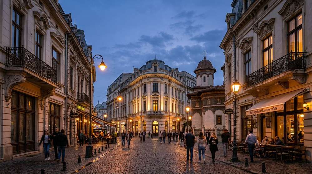 Pemandangan kota tua Bucharest, Rumania